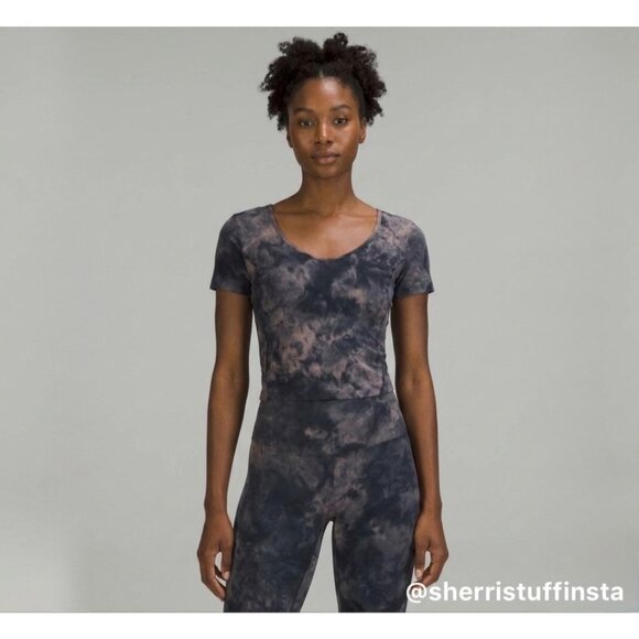 lululemon athletica Tops - EXCELLENT Lululemon Align T-Shirt Diamond Dye True Navy Nulu Yoga Cropped Top 0